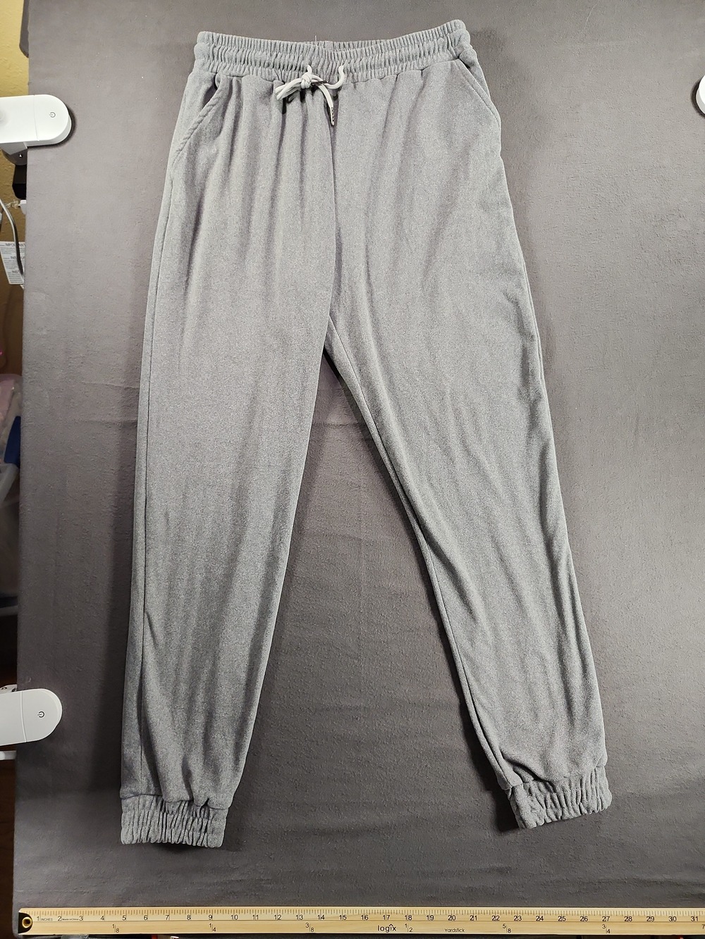 ShoSho Women's Medium Gray Sweatpants Cuffed Jogger Elastic Waist Drawstring 258